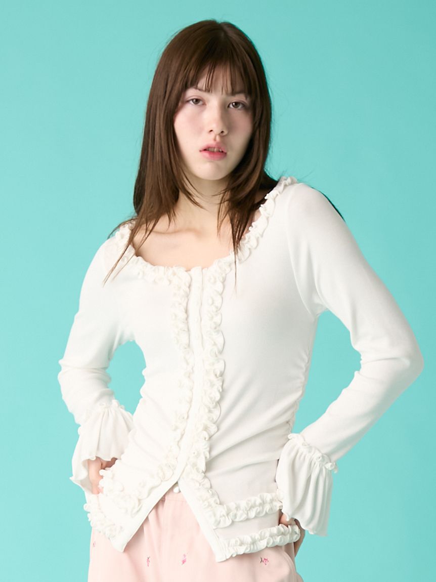 FURFUR「【WEB限定カラー】フリルカーディガン」|カーディガン|