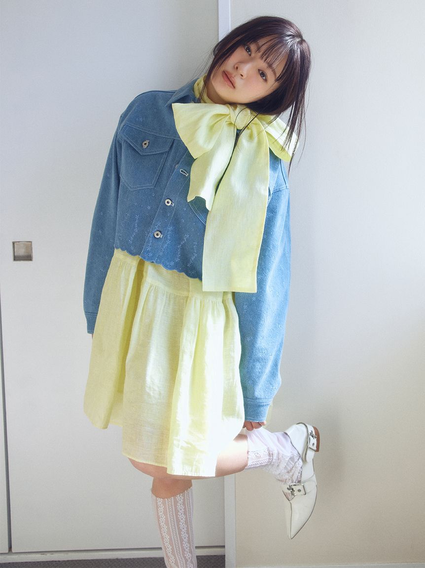 FURFUR「刺繍クロップドシャツジャケット」|デニムジャケット|