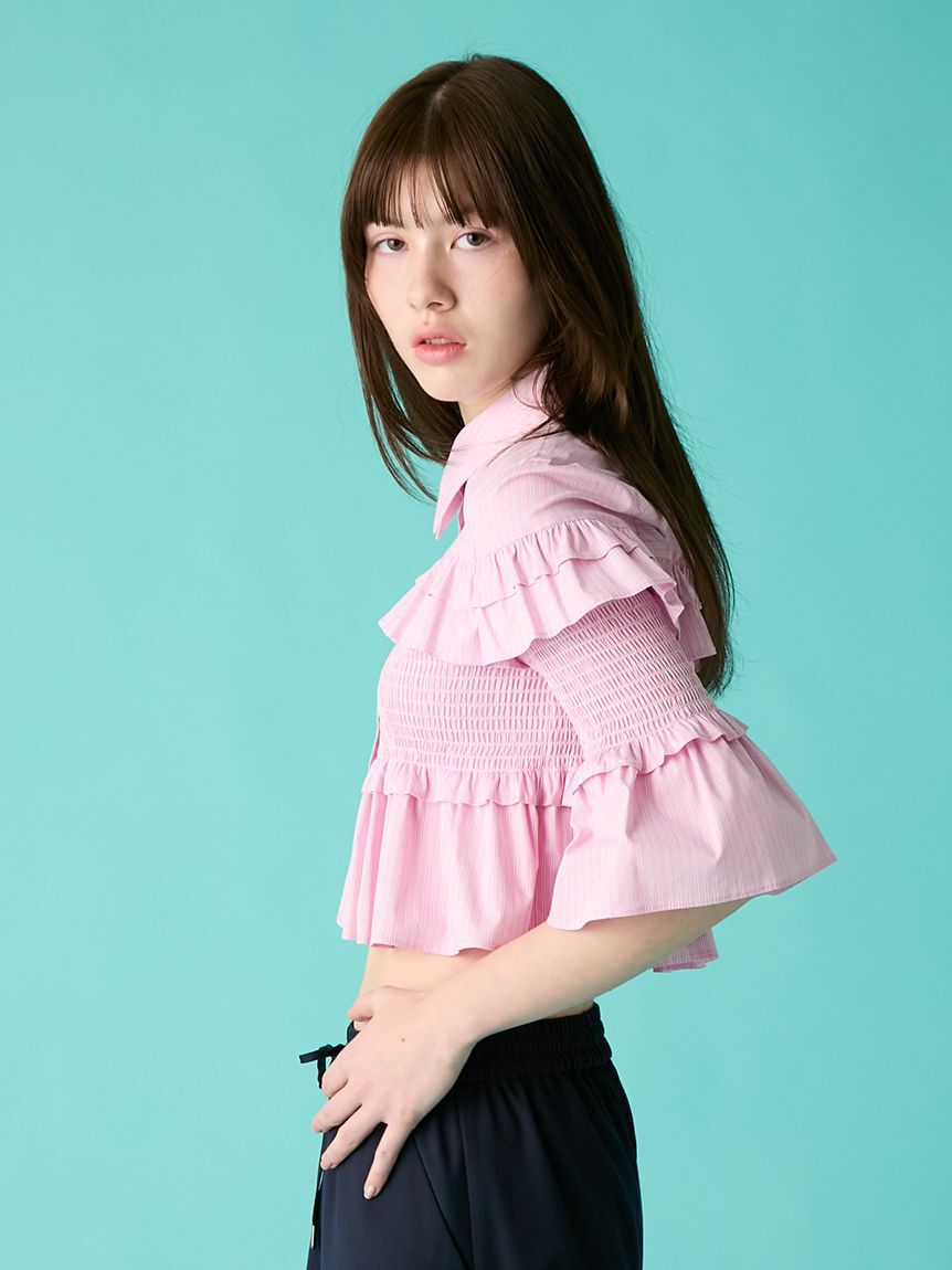 FURFUR「シャーリングフリルシャツ」|シャツ・ブラウス|