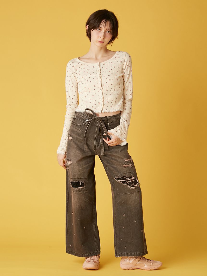 FURFUR「ミニフラワープリントカーディガン」|カーディガン|