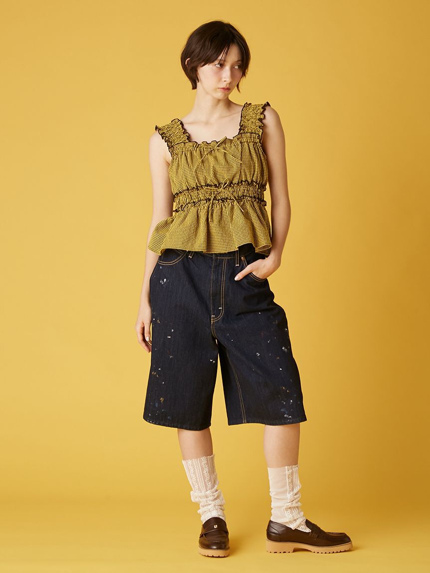 FURFUR「Leeコラボペイントデニムハーフパンツ」|デニム|