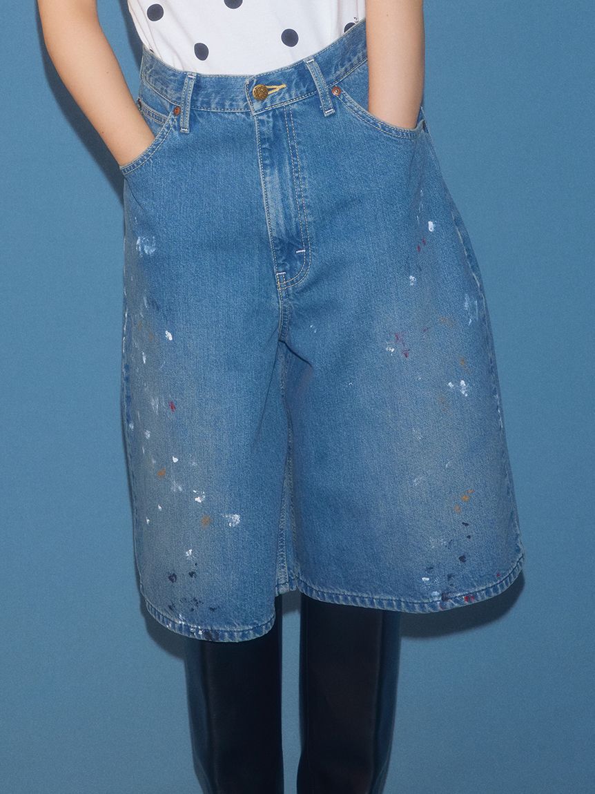 FURFUR「Leeコラボペイントデニムハーフパンツ」|デニム|SAX