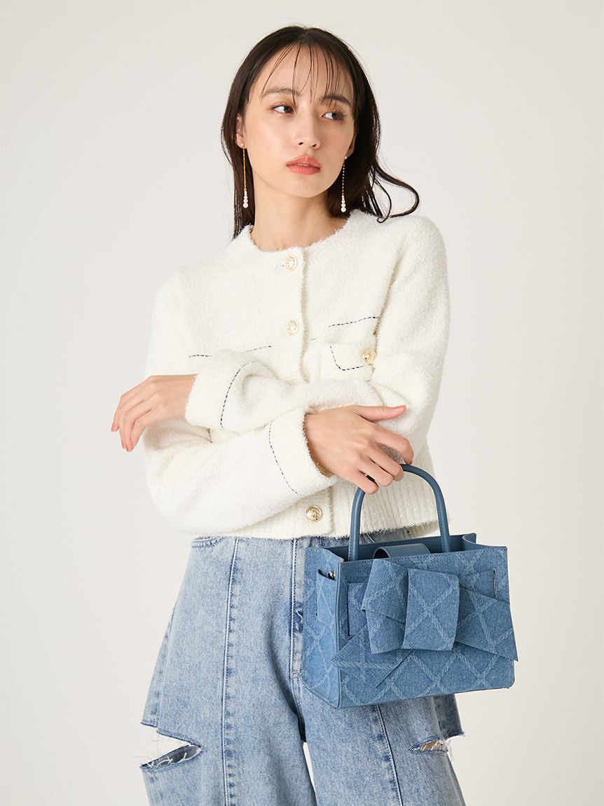 FRAY I.D「【ルエル】デニムリボンミドルバッグ」|ハンドバッグ|