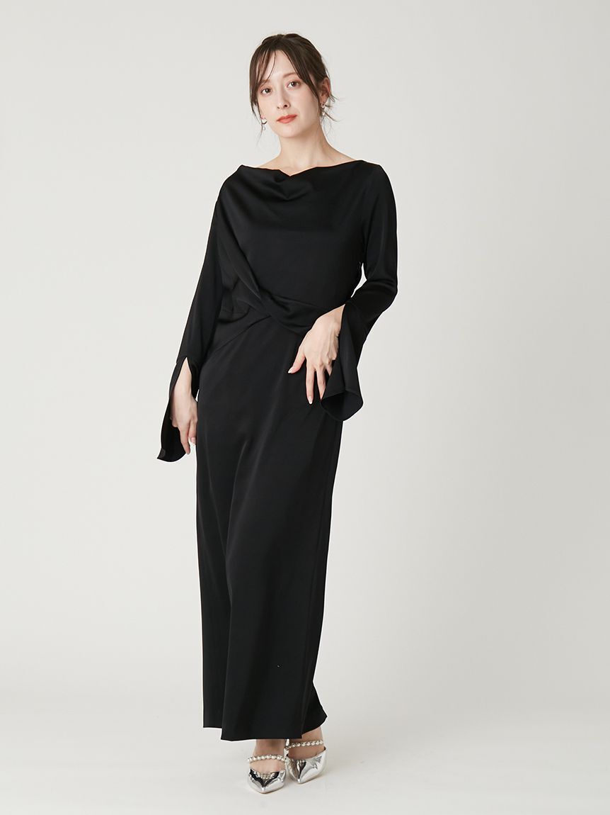 FRAY I.D「ドレープネックフロントノットドレス」|ドレス|