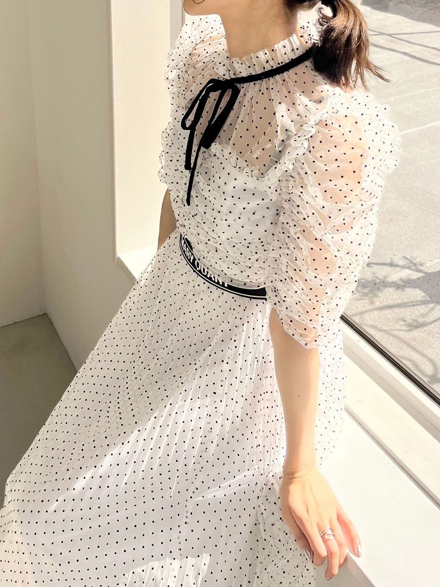 LILY BROWN「【LILY BROWN&times;MARY QUANT】ベルト付きドットチュールドレス」|ドレス|