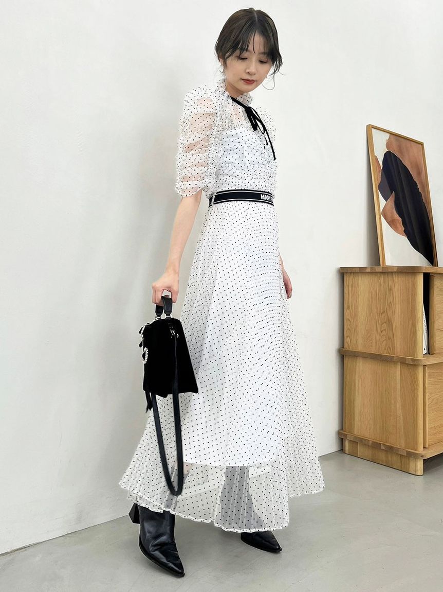LILY BROWN「【LILY BROWN&times;MARY QUANT】ベルト付きドットチュールドレス」|ドレス|