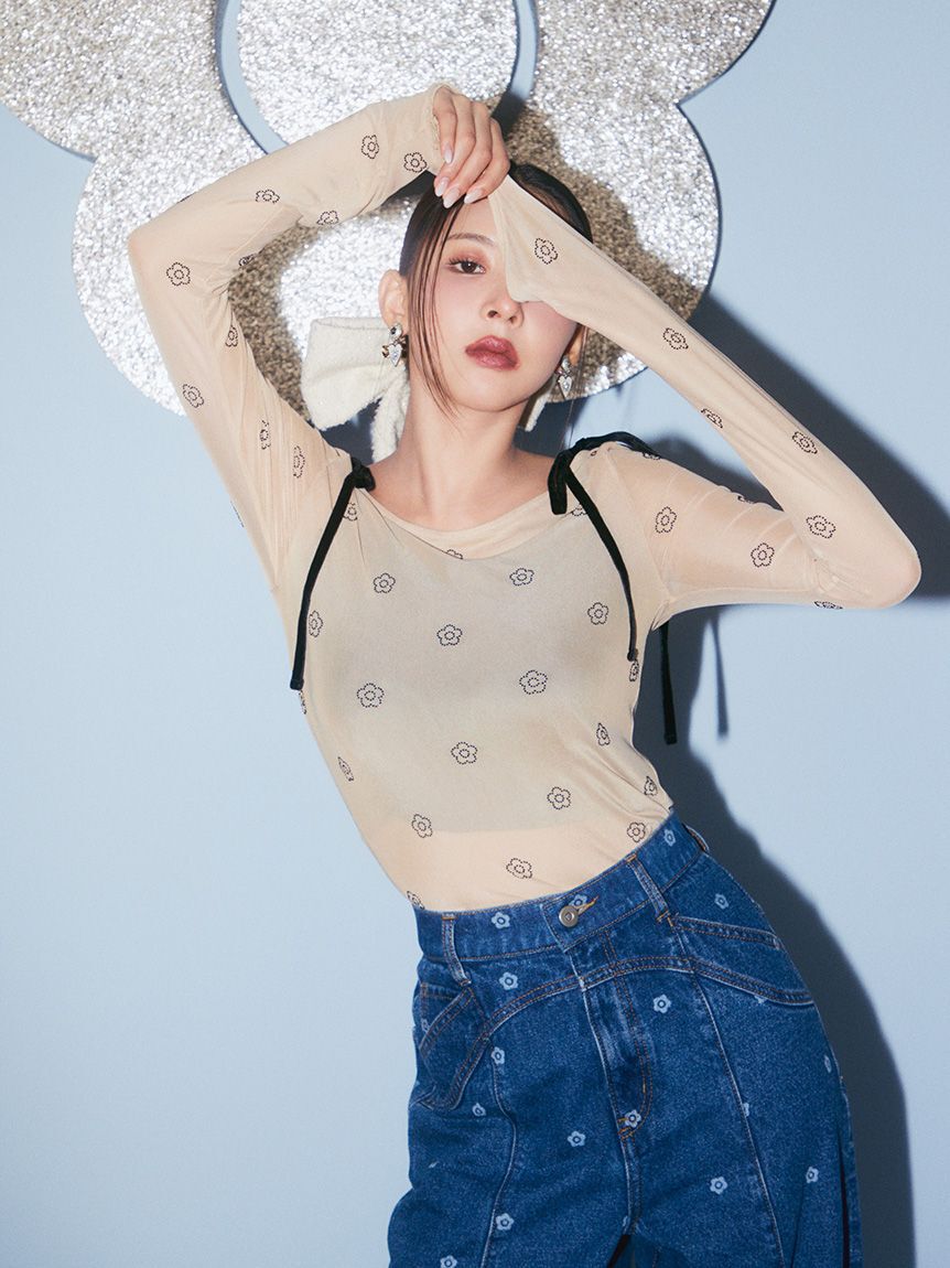 LILY BROWN「【WEB限定】【LILY BROWN&times;MARY QUANT】デイジー柄ワイドデニムパンツ」|デニム|