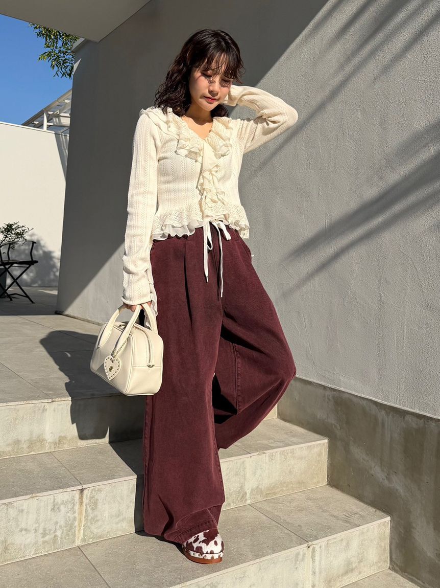 LILY BROWN「【WEB限定00サイズ】ワイドレッグイージーデニムパンツ」|デニム|