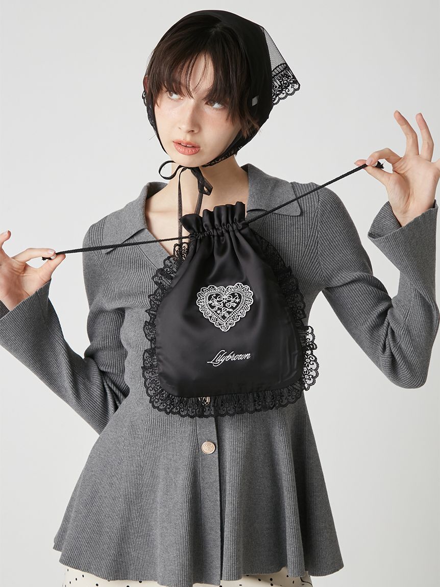 LILY BROWN Lingerie「【LILY BROWN Lingerie】Love letterサテンレースポーチ」|ポーチ|