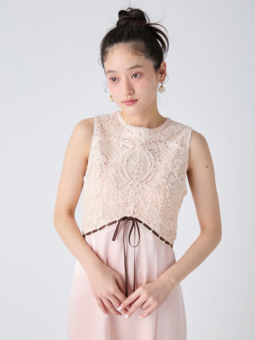 LILY BROWN「エンブロイダリーヴィンテージサテンドレス」|ドレス|