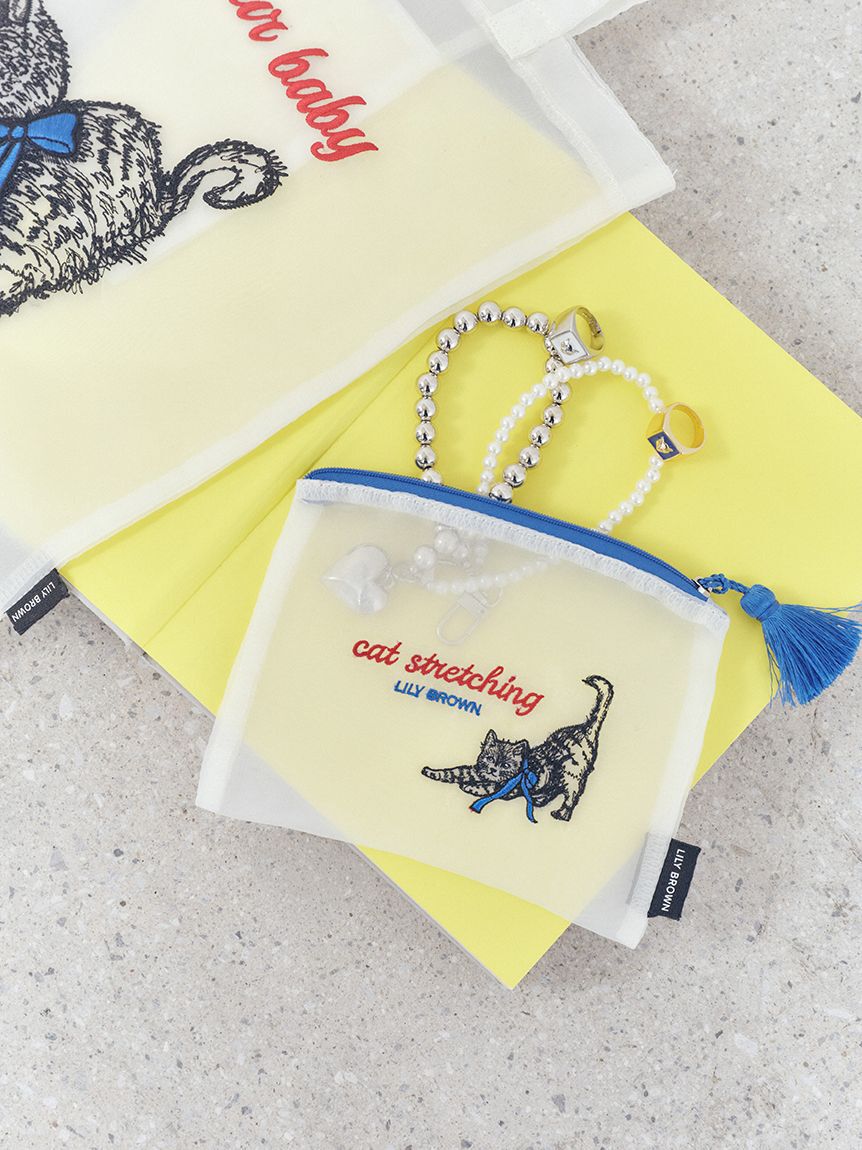 LILY BROWN「CAT刺繍シアーポーチ」|ポーチ|