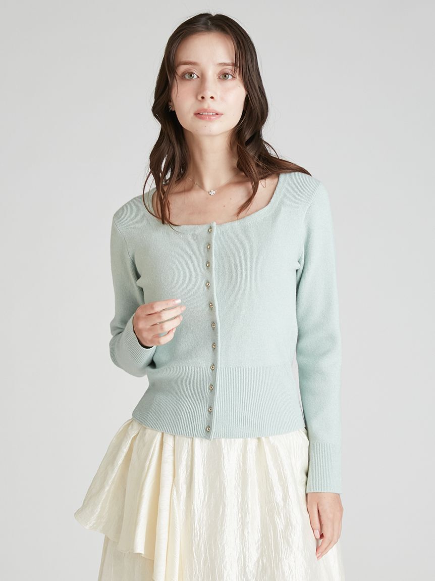 CELFORD「スクエアネックラメニットカーディガン」|カーディガン|MNT