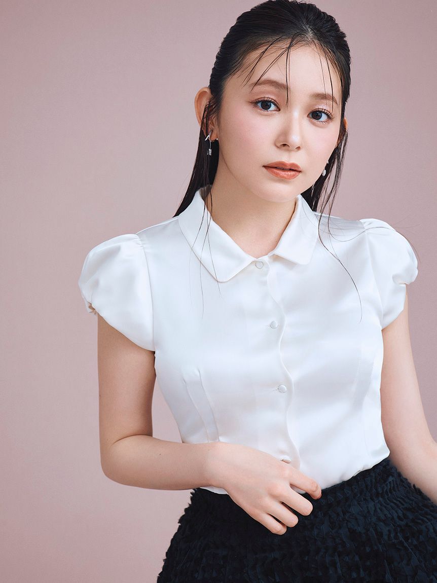 CELFORD「【洗える】フロントスカラサテンブラウス」|シャツ・ブラウス|