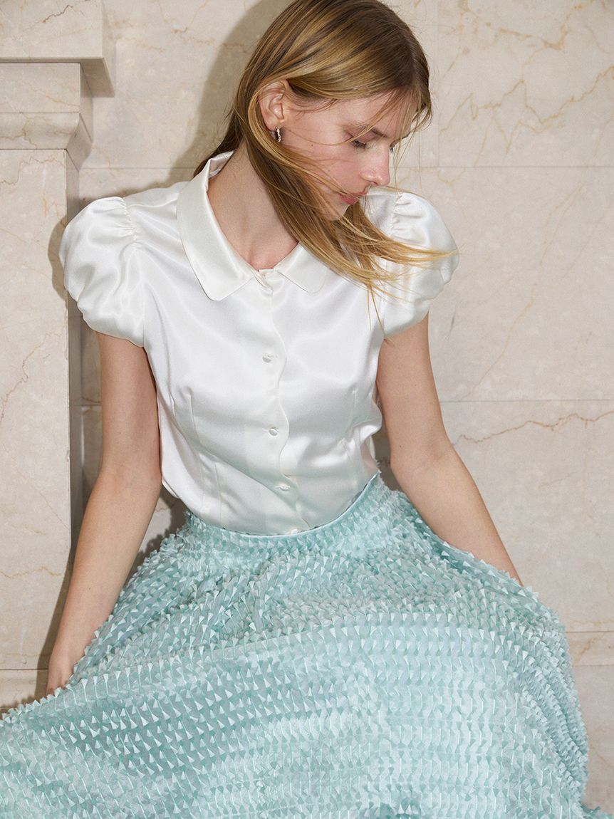 CELFORD「【洗える】フロントスカラサテンブラウス」|シャツ・ブラウス|