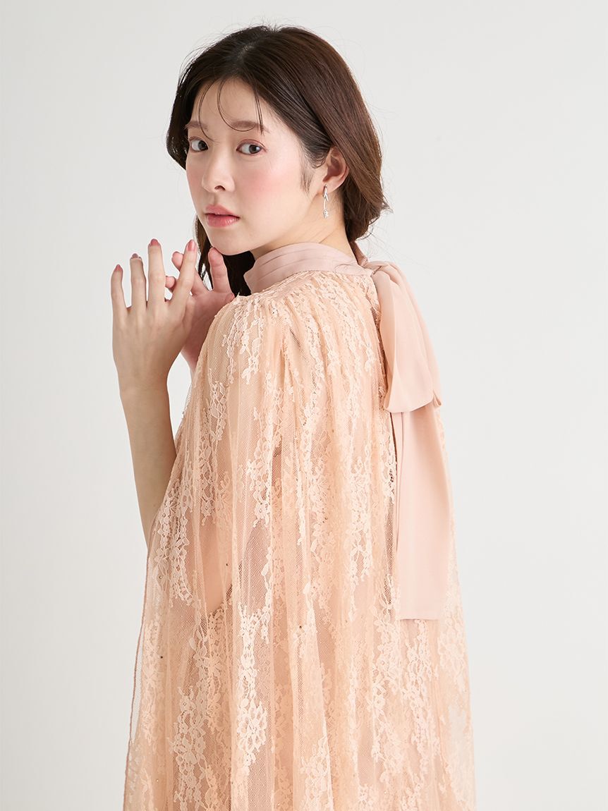 CELFORD「バックリボンレースケープドレス」|ドレス|