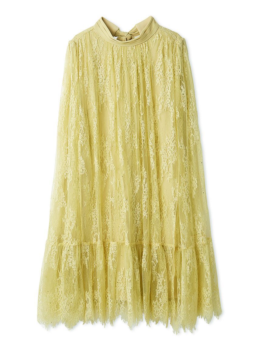 CELFORD「バックリボンレースケープドレス」|ドレス|YEL