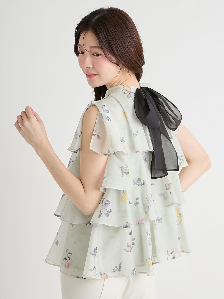 CELFORD「【洗える】フルーツプリントティアードブラウス」|シャツ・ブラウス|