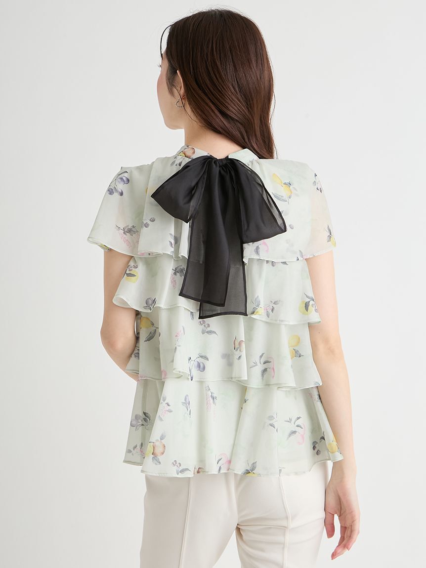 CELFORD「【洗える】フルーツプリントティアードブラウス」|シャツ・ブラウス|