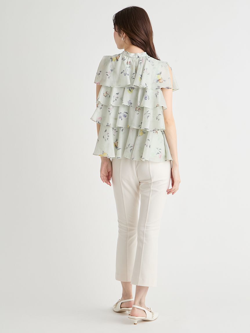 CELFORD「【洗える】フルーツプリントティアードブラウス」|シャツ・ブラウス|