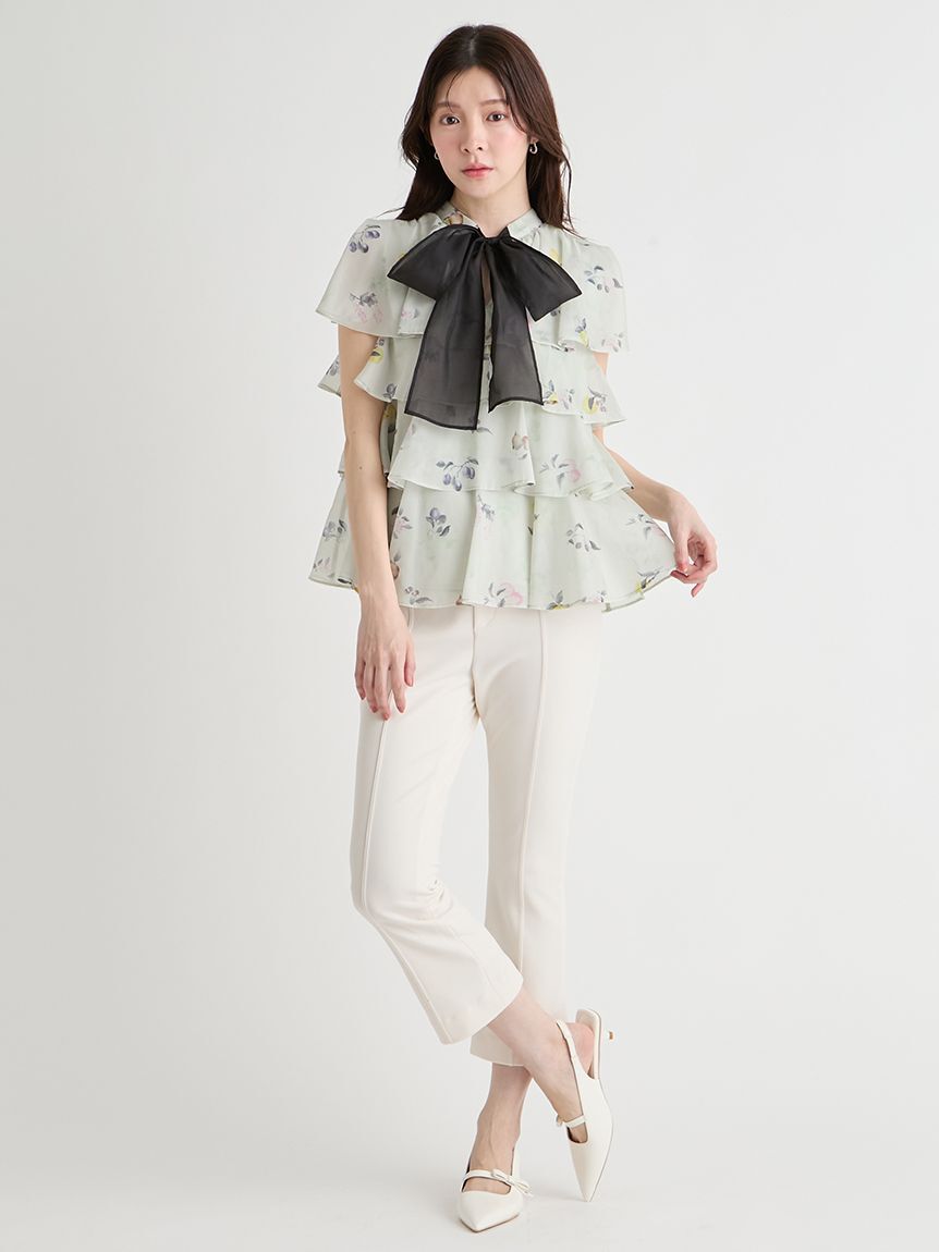 CELFORD「【洗える】フルーツプリントティアードブラウス」|シャツ・ブラウス|