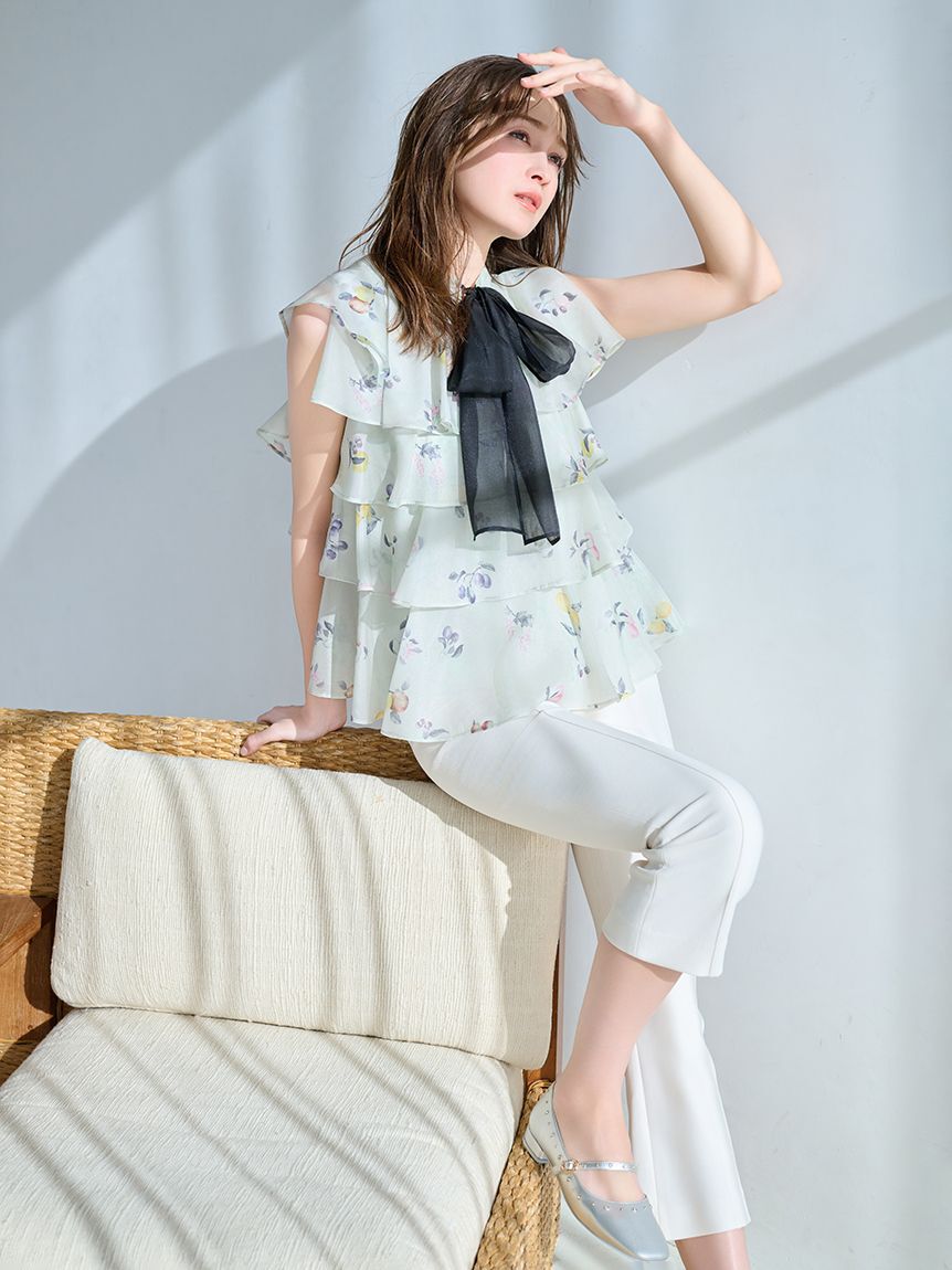 CELFORD「【洗える】フルーツプリントティアードブラウス」|シャツ・ブラウス|