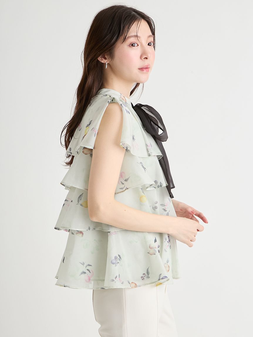 CELFORD「【洗える】フルーツプリントティアードブラウス」|シャツ・ブラウス|