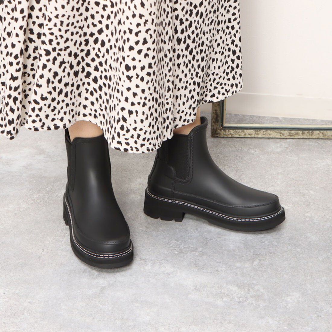  「【レディース】リファインドステッチチェルシーブーツ」|レインシューズ|BLK