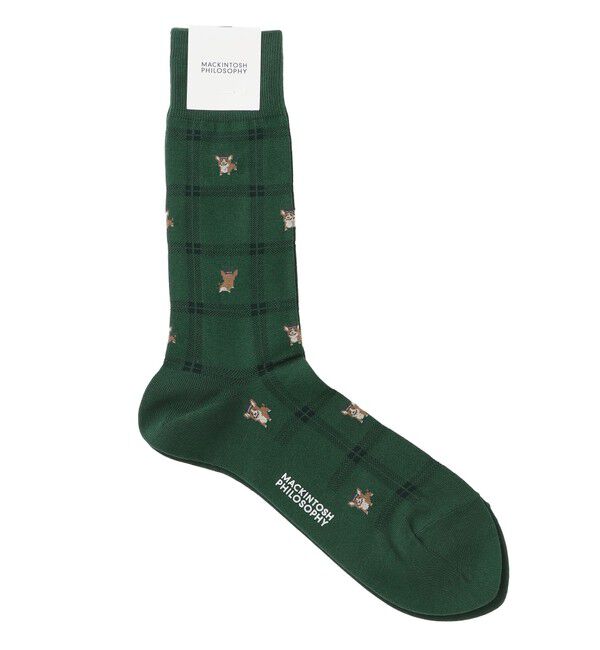 MACKINTOSH PHILOSOPHY「コーギー&times;チェック カジュアルソックス」|ソックス|グリーン