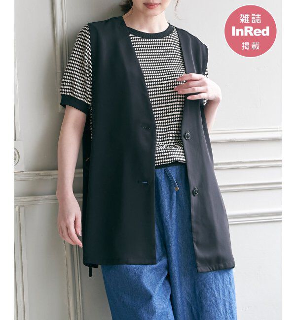 ikka「ノーカラーサイドスリットジレ」|ダウンベスト・ベスト|