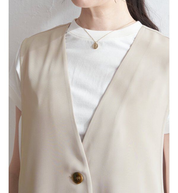 ikka「ノーカラーサイドスリットジレ」|ダウンベスト・ベスト|