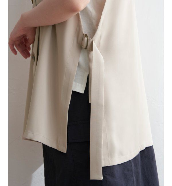 ikka「ノーカラーサイドスリットジレ」|ダウンベスト・ベスト|