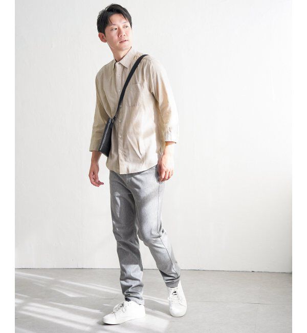 ikka「【雑誌MonoMax5月号掲載】【吸水速乾】7分袖イージーケアリネン無地シャツ」|シャツ・ブラウス|