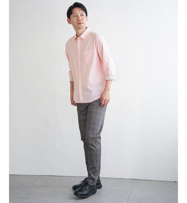 ikka「【雑誌MonoMax5月号掲載】【吸水速乾】7分袖イージーケアリネン無地シャツ」|シャツ・ブラウス|