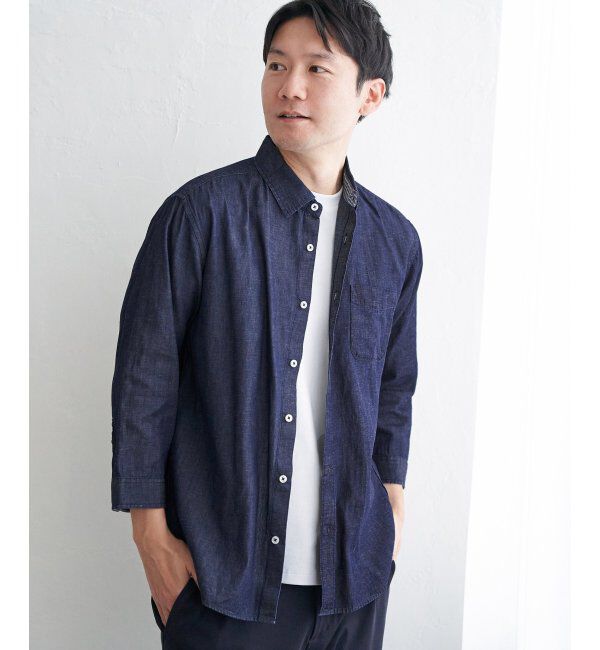 ikka「【雑誌MonoMax5月号掲載】【吸水速乾】7分袖イージーケアリネン無地シャツ」|シャツ・ブラウス|