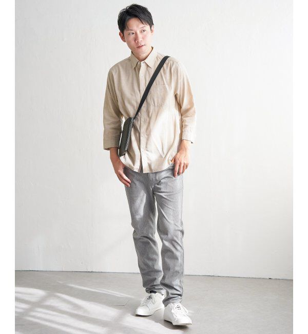 ikka「【雑誌MonoMax5月号掲載】【吸水速乾】7分袖イージーケアリネン無地シャツ」|シャツ・ブラウス|