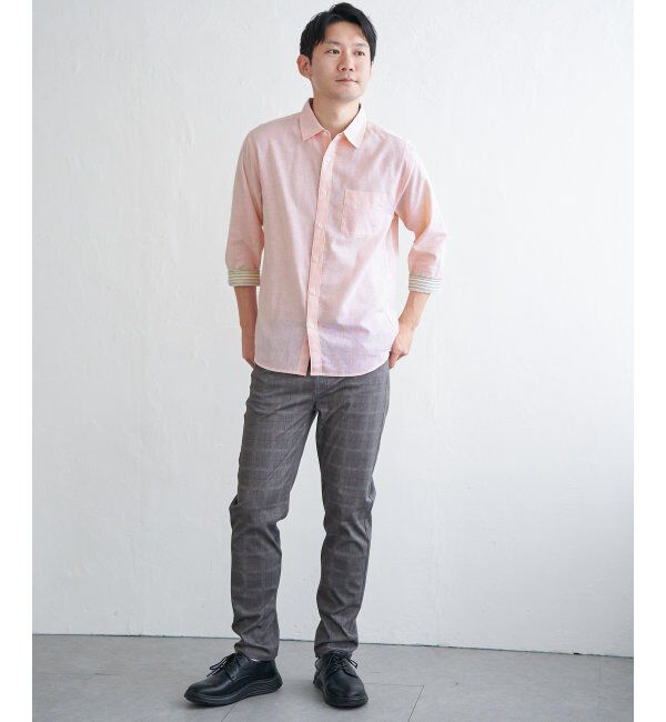 ikka「【雑誌MonoMax5月号掲載】【吸水速乾】7分袖イージーケアリネン無地シャツ」|シャツ・ブラウス|