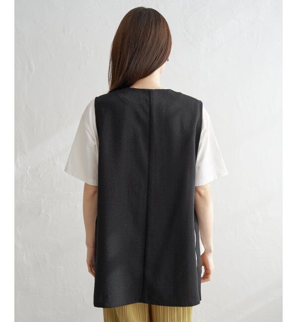 ikka「ノーカラーサイドスリットジレ」|ダウンベスト・ベスト|