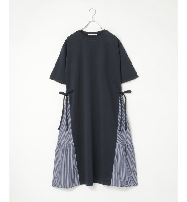 ikka「異素材切り替えサイドリボンワンピース」|ワンピース|