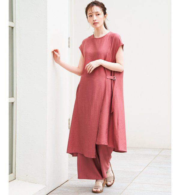 IKKA LOUNGE「【2点セット】冷感スラブワンピースセットアップ」|ワンピース|ローズピンク
