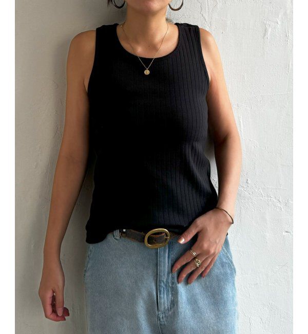 Lbc with Life「コットンUSA針抜きタンクトップ」|キャミソール|ブラック