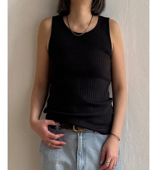 Lbc with Life「コットンUSA針抜きタンクトップ 25」|キャミソール|ブラック