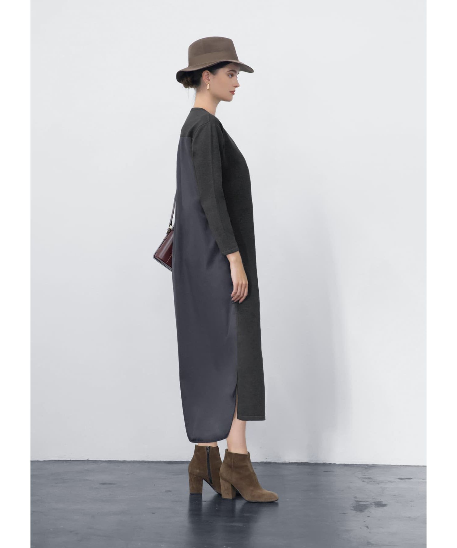 STYLE DELI「スムースハイゲージシャツ生地コンビワンピース」|ワンピース|