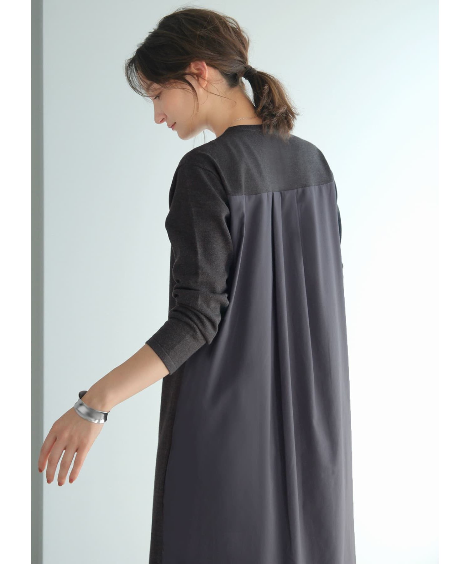 STYLE DELI「スムースハイゲージシャツ生地コンビワンピース」|ワンピース|