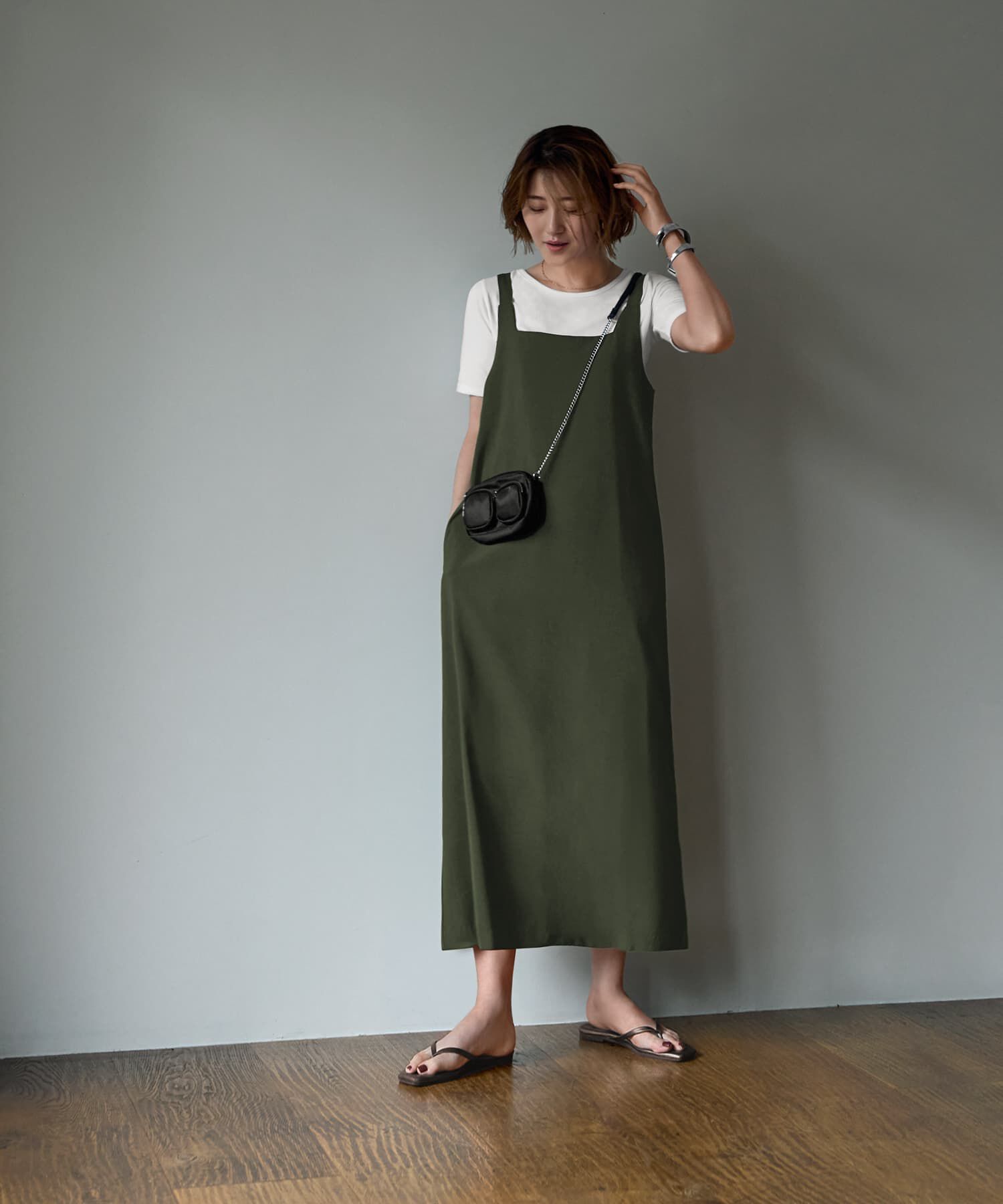 STYLE DELI「【LUXE】 スクエアネックジャンパースカート」|ジャンパースカート|