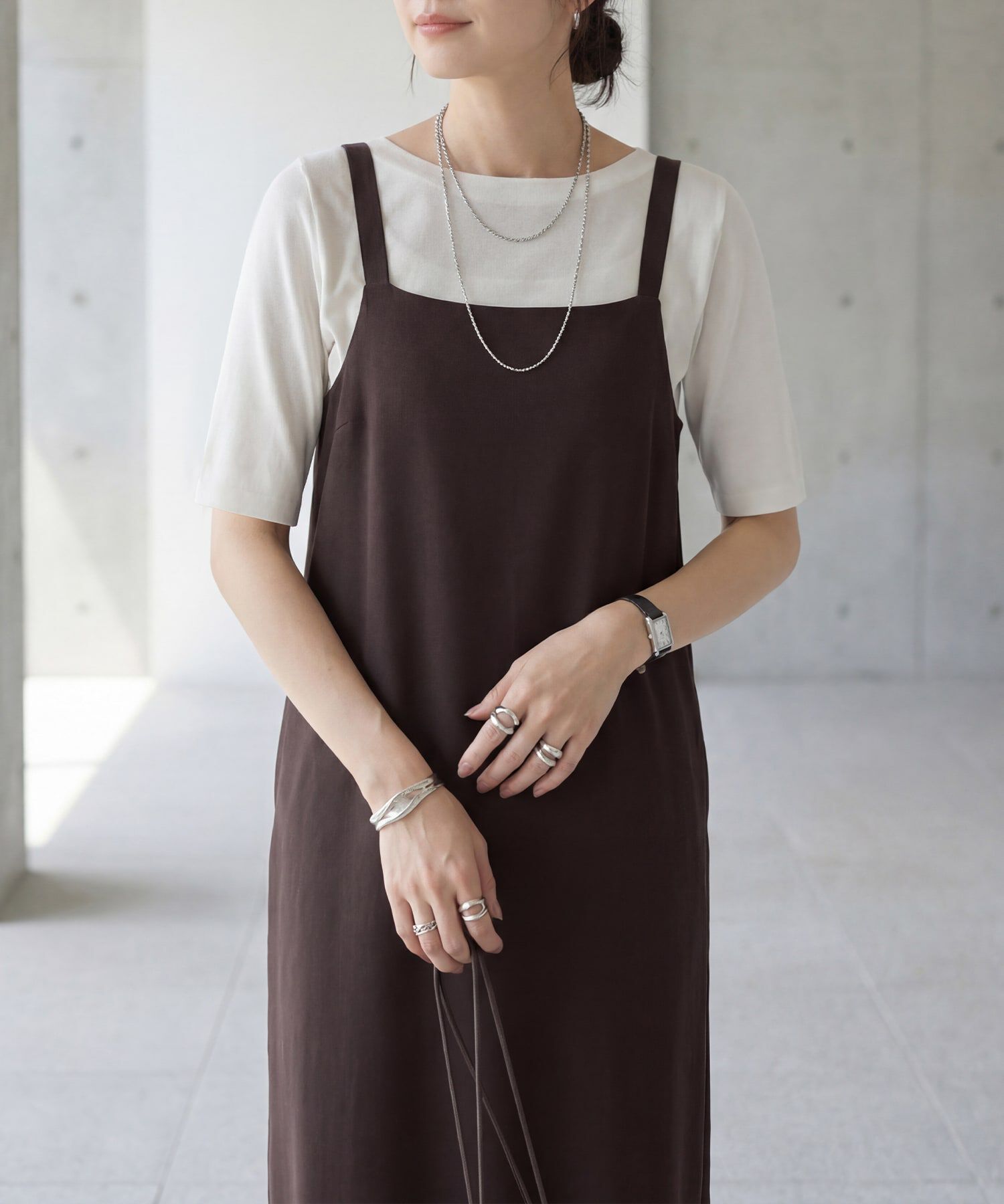 STYLE DELI「【LUXE】 スクエアネックジャンパースカート」|ジャンパースカート|