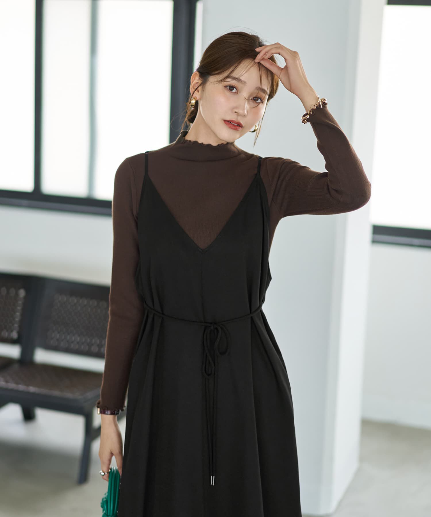 STYLE DELI「ジョーゼット生地キャミ型フレアジャンパースカート」|ワンピース|