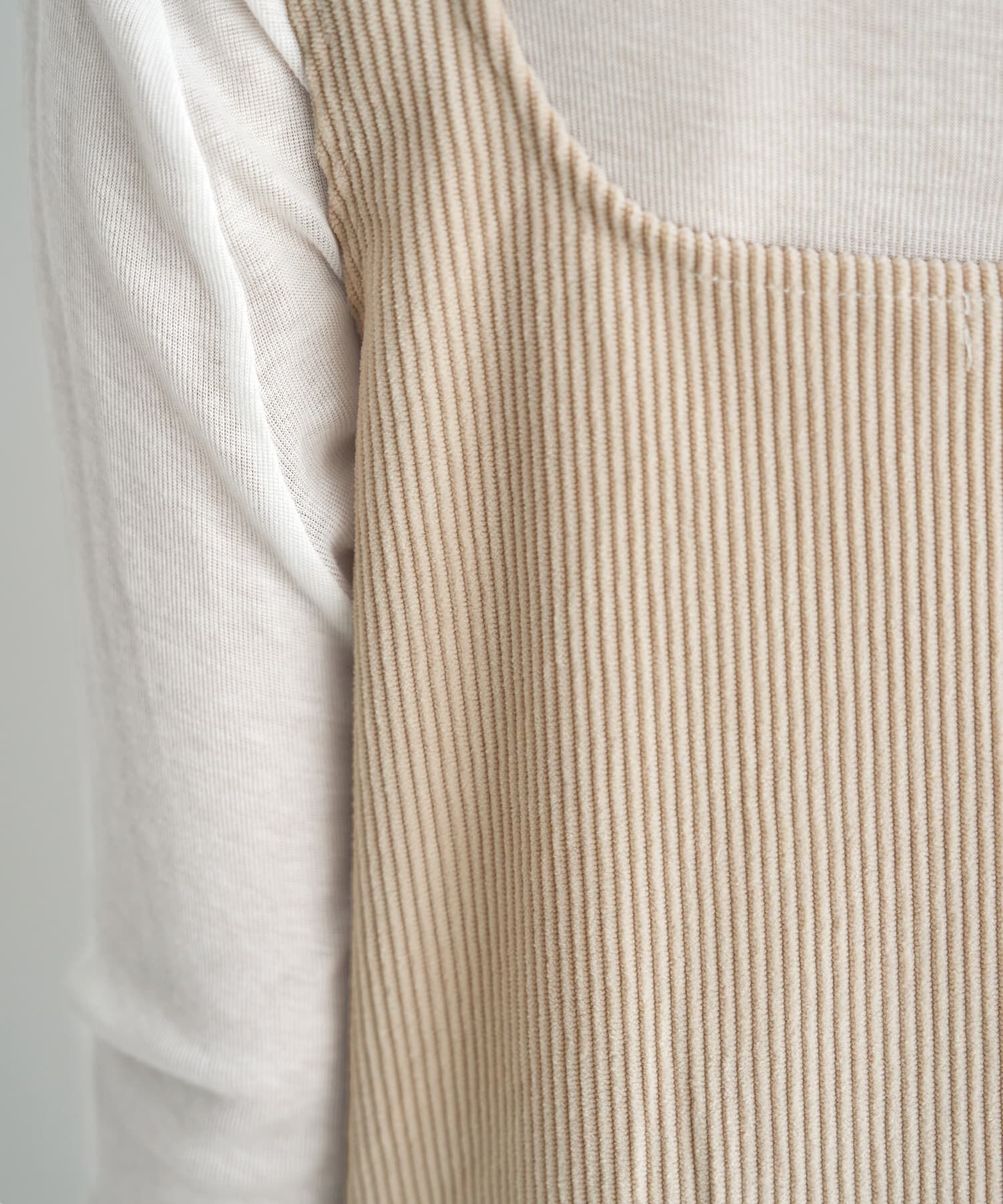 STYLE DELI「薄めコーデュロイスクエアオフジャンパースカート」|ワンピース|