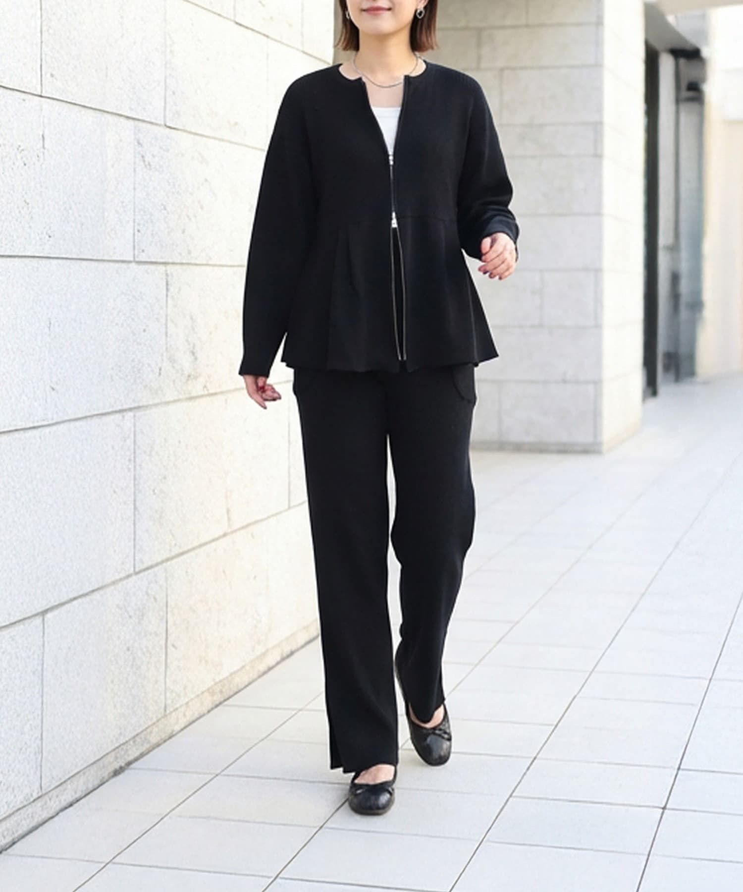 STYLE DELI「【LUXE】セット対応◆Wジップペプラムトップス」|ニット・セーター|