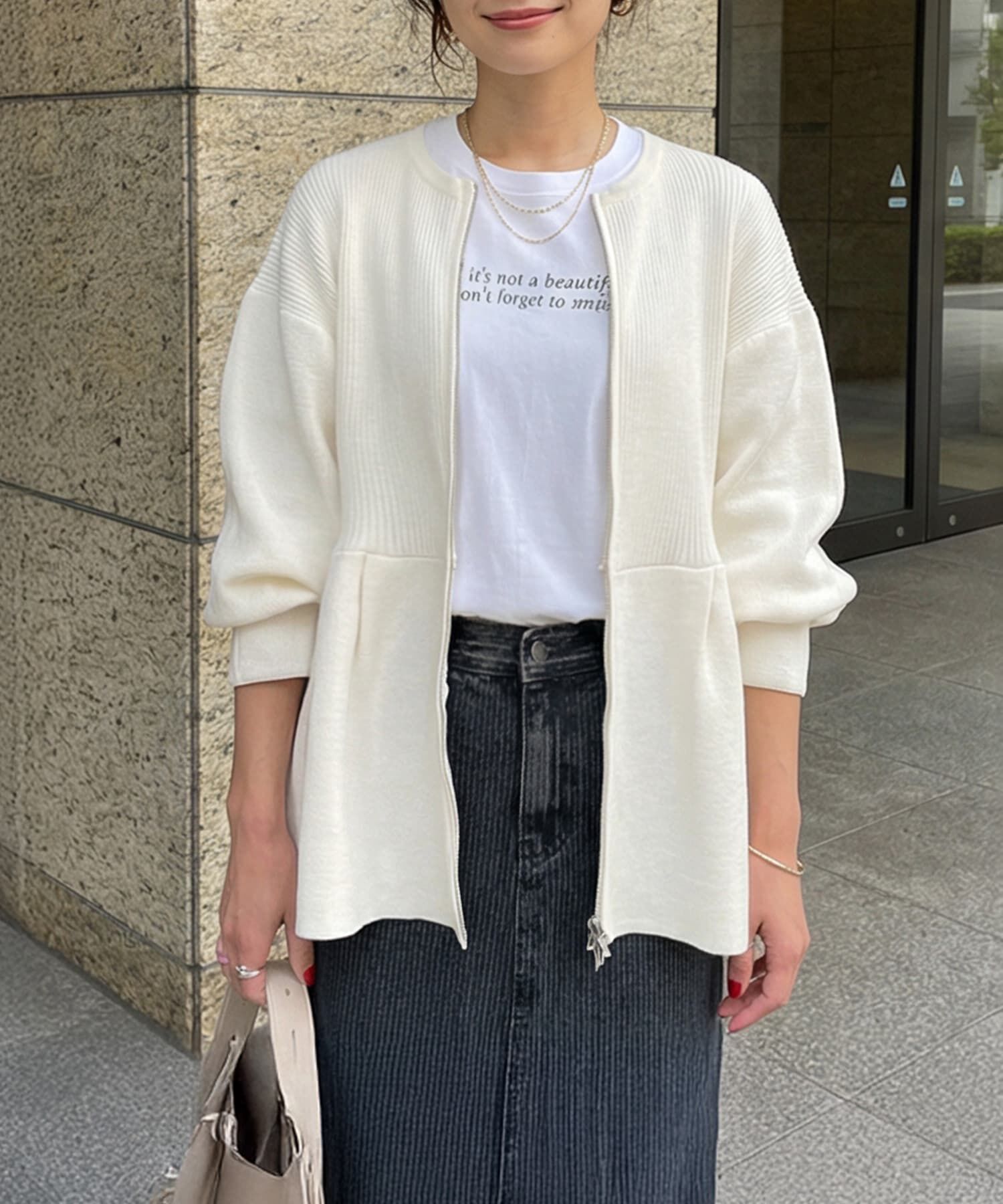 STYLE DELI「【LUXE】セット対応◆Wジップペプラムトップス」|ニット・セーター|