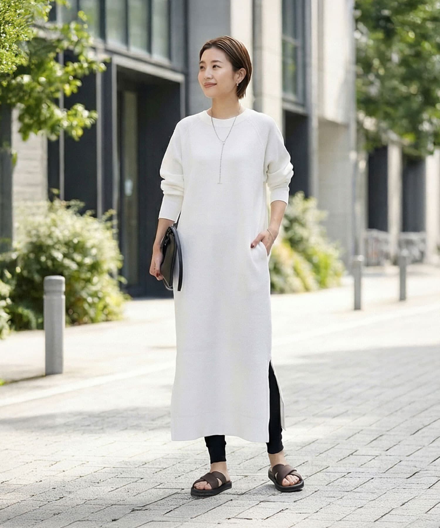 STYLE DELI「サーマル編みラグラン袖ワンピース」|ワンピース|ホワイト